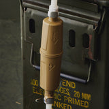 Hydration system components including a bladder,  and pouch on a concrete surface.