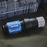 Water filtration system with 'GravityWorks' branding on a sandy background
