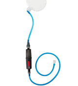 msr thrulink water filter shown with blue hydration system hoses on a white background