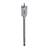 A 7/8-inch metal drill bit with a textured silver-gray finish, featuring a hex shank and a pointed cutting tip, shown vertically on a plain white background.