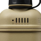 Close-up of a tan mobile battery with control panel on a white background