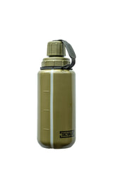 olive green water bottle with 'TacValve' branding on a white background