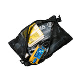 cana provisions various water treatment and filter components inside of a black mesh spiritus systems wonton pouch on a white background