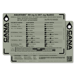 Cana Provisions aquatabs water treatment data card on a white background