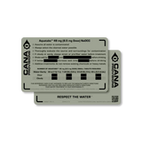 Cana Provisions Aquatabs water treatment tablets instructions on a white background
