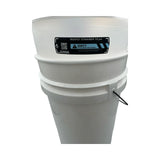 cana provisions bucket system strainer with label inserted into a white 5 gallon bucket, on a white background