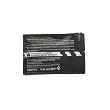 A black rectangular package with printed white warning and instruction text, shown on a plain white background.