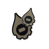 A pair of cana provisions geardrop logo shaped stickers featuring a green color, shown on a plain white background.