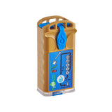A portable h2gO chlorine generator with a yellow plastic body, blue controls on the front, and blue accents on the top handle and bottom switch.