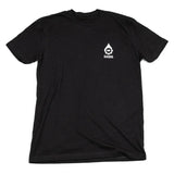 black mens t-shirt with a white cana provisions logo and text on a white background