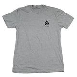 Gray mens t-shirt with a black cana provisions logo and text on a white background