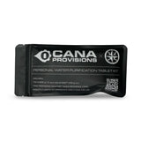cana provisions personal water purification tablet kit black resealable pouch on a white background