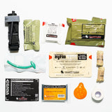 Collection of medical supplies on a white background.