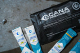 Cana Provisions personal rehydration kit with packets on a concrete surface
