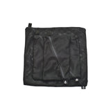 Three black mesh organizer pouches with zippered compartments shown flat against a white background.