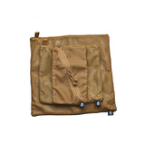 Thee tan mesh utility pouches with zippered pockets and small black brand tags, photographed on a plain white background.