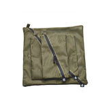Three olive green mesh storage pouches with zippered pockets and black zippers, shown against a plain white background.