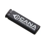 a black torch style pocket lighter with white cana provisions logo against a white background