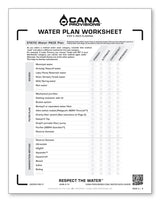 Water Plan Worksheet by cana provisions with checkboxes and text.