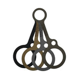 Set of camouflage-patterned water bottle cap tethers on a white background