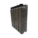 five ICEFLASK water bottles lined up on a white background