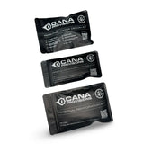 Three black cana provisions packages on a white background