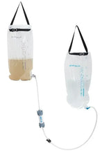 Two hydration bladders with straps on a white background