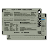 water treatment card with text and branding on a white background