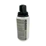 clear tacvalve modcan water bottle with black lid and black tether with cana provisions water data decal with treatment information on the bottle, on a white background