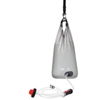 MSR autoflow 10l gravity filter system complete with tubing and filter hanging on a white background
