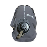 black msr dromedary 4l water reservoir highlighting the msr cap and cana provisions upgraded cap tether, on a white background