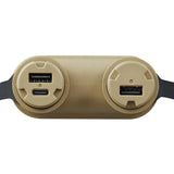 tan mobile power bank against a white background