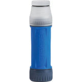Platypus water filter with blue and gray design on a white background