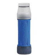 Blue and black platypus water filter on a white background