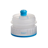Steripen clear plastic filter cartridge with blue accents and a blue top cap, shown on a solid white background.