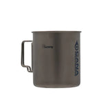 Gray camping mug with handle on a white background