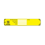 cana provisions water treatment record safety label, yellow in color with writing fields, on a white background