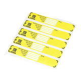 set of cana provisions water treatment record safety labels, yellow in color with writing fields, on a white background