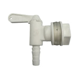 White plastic spigot on a white background
