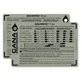 cana provisions aquamira 1oz and 2oz water data cards on a white background