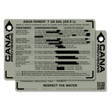 cana provisions aquatainer water data cards on a white background