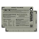 cana provisions water data card notes on a white background
