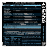 Instructions for water treatment on a label with 'Cana Provisions' branding.